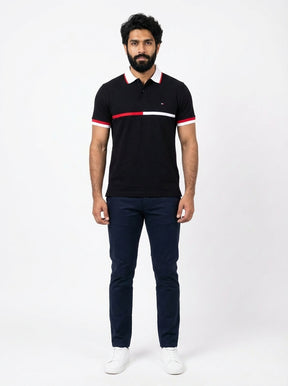 Camisa Gola Polo TH Stripe Zipper - Preta