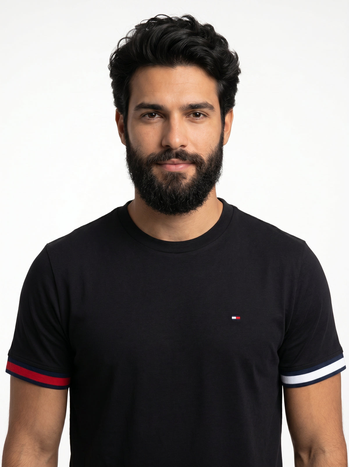Camiseta TH Minimalist Sleeve Stripe - Preta