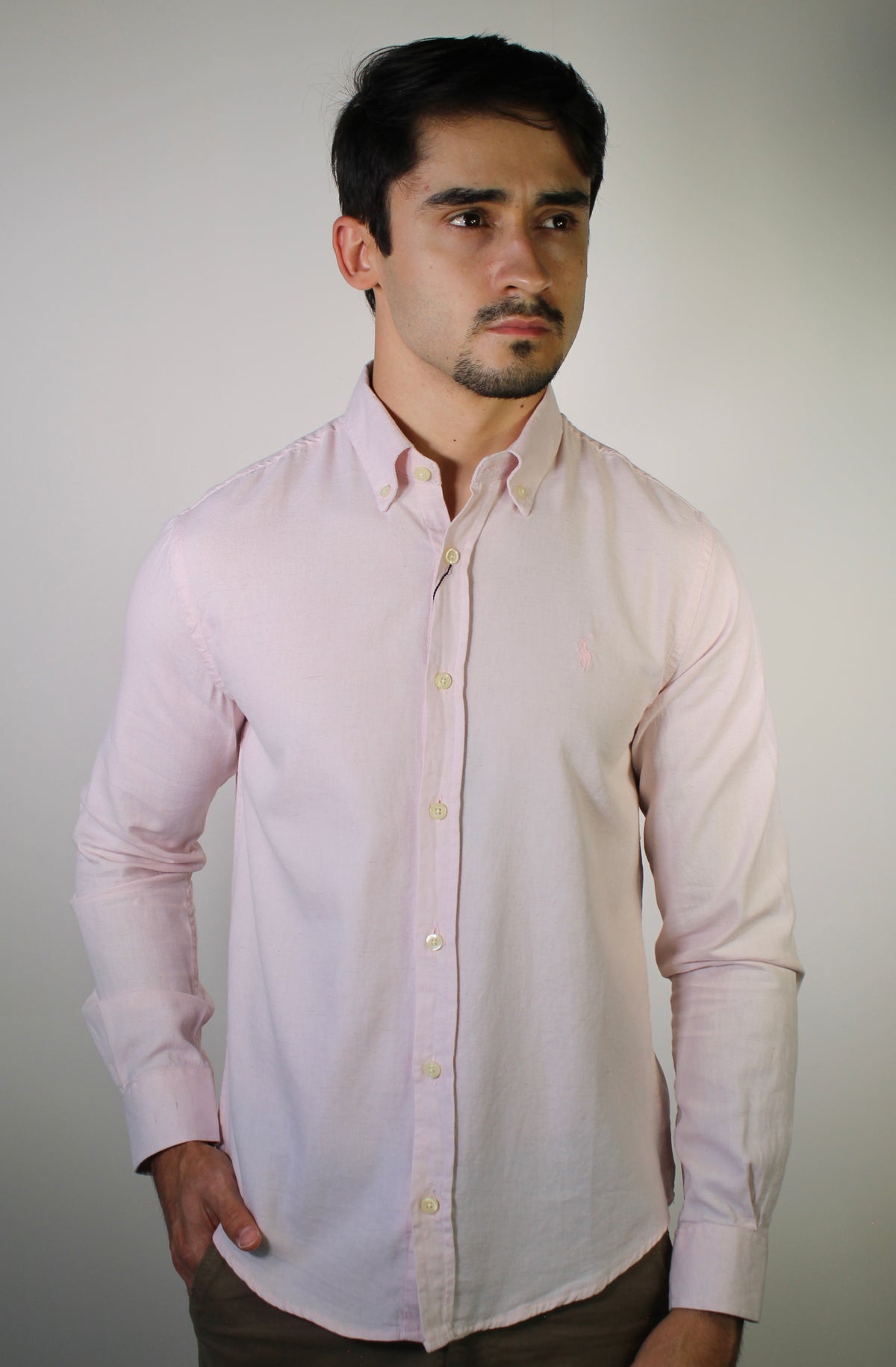 Camisa Social Linho RL Manga Longa Monochrome - Rosa