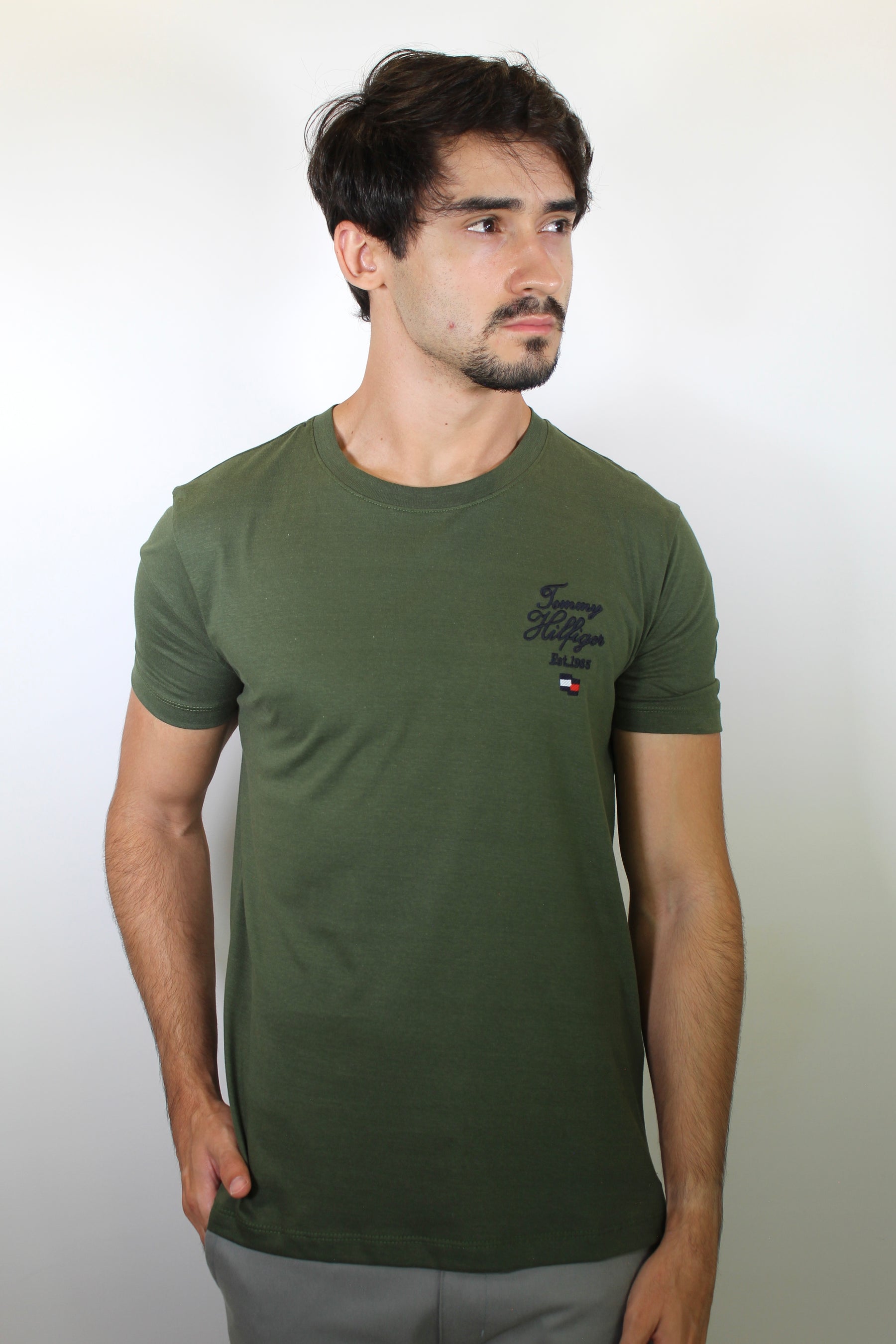 Camiseta TH N.Y.C Script Signature Side - Verde Musgo
