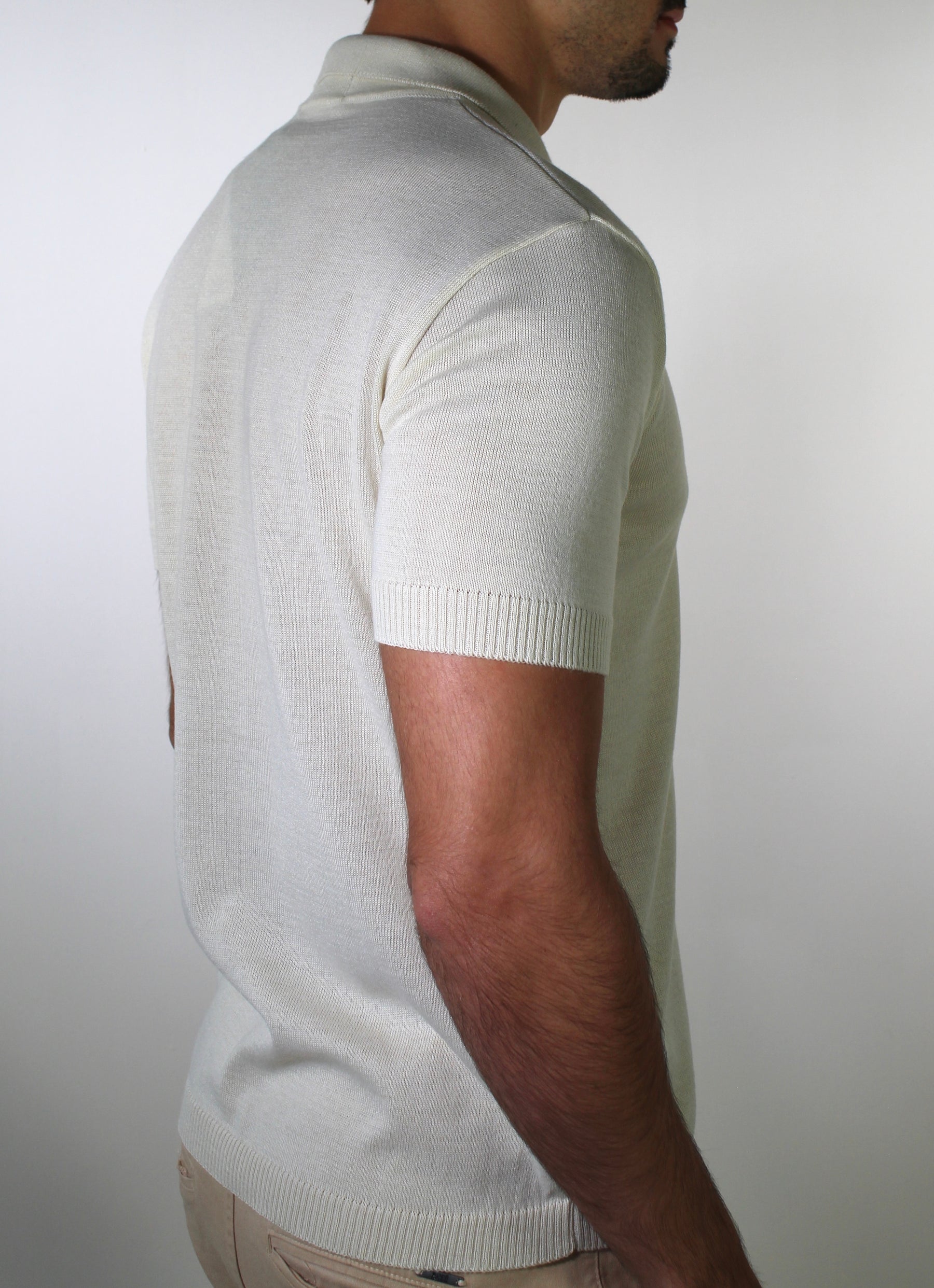 Camisa RL Polo Tricot Gola V - Creme