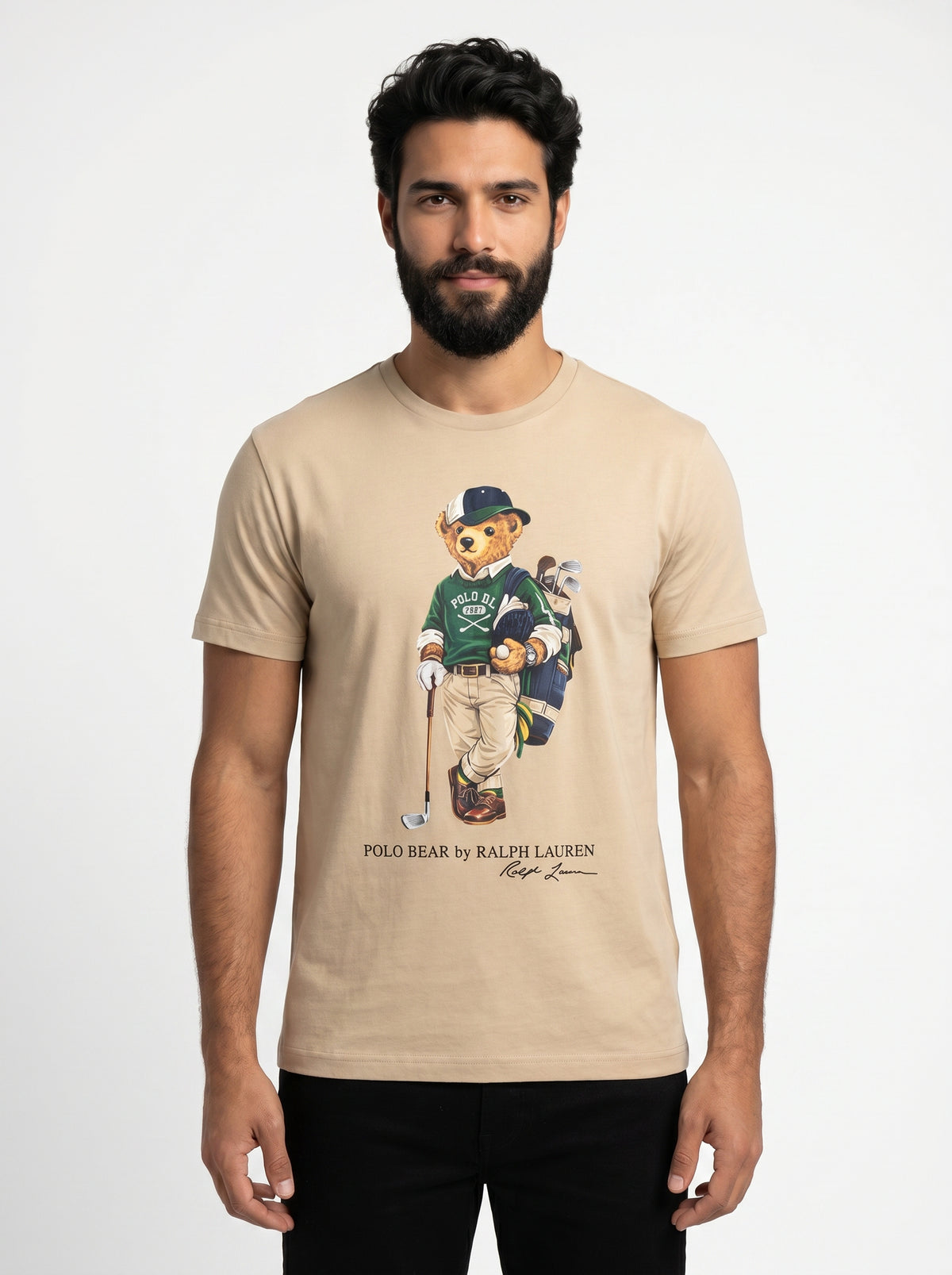 Camiseta RL Iconic Bear Golf Club - Bege