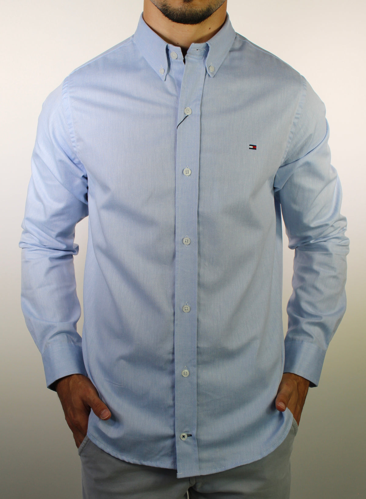 Camisa Social Lisa Manga Longa TH Classic  - Azul Bebê Mescla