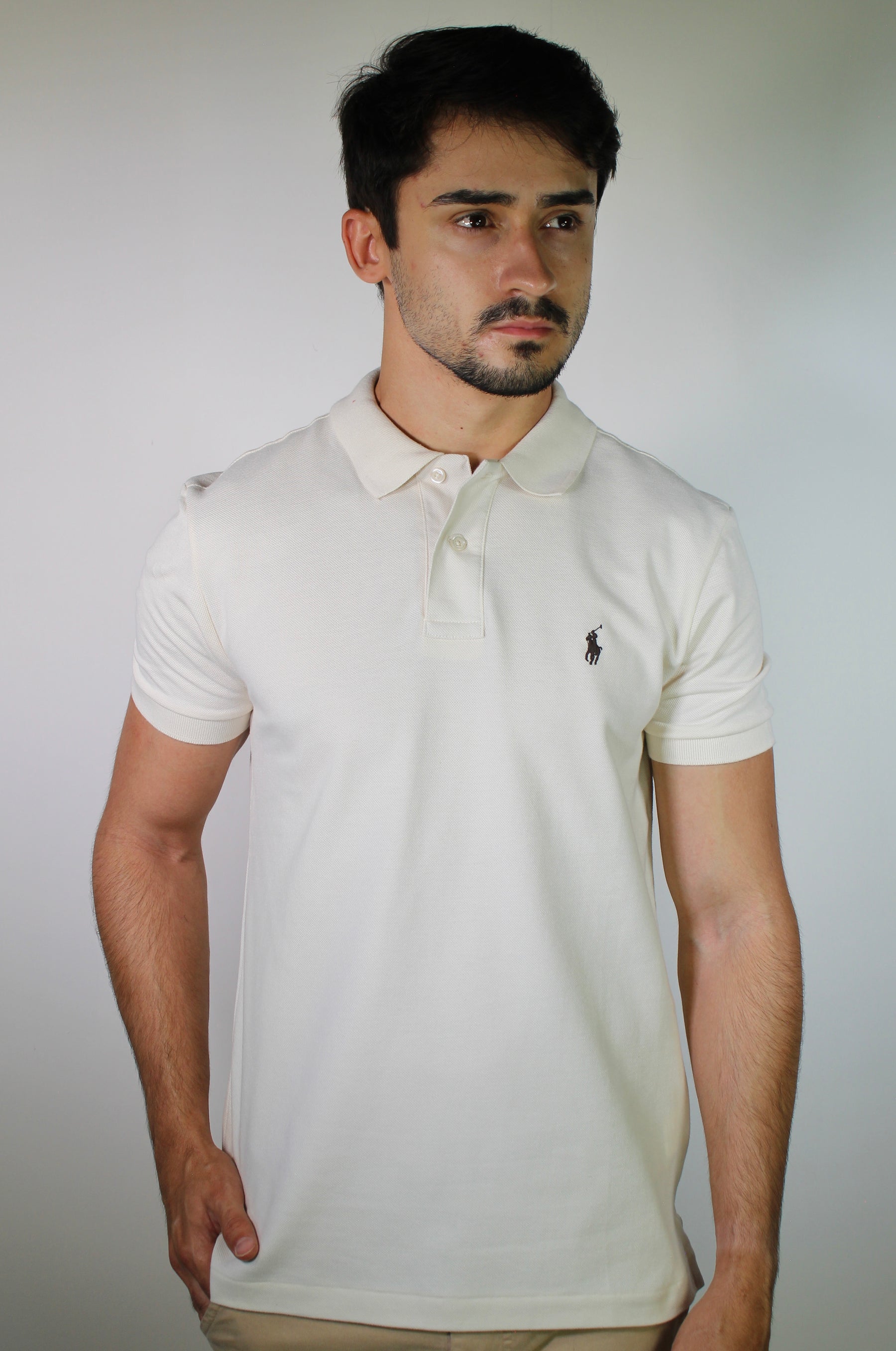 Camisa Gola Polo RL - Bege Small Pony Marrom
