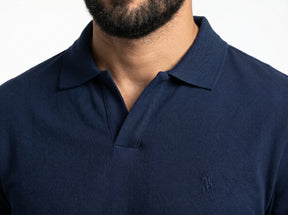 Camisa Gola Polo RL Monochrome V-Neck - Azul Marinho