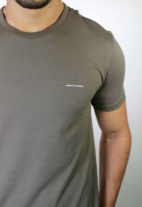 Camiseta AX Side Logo Line - Marrom Acinzentado