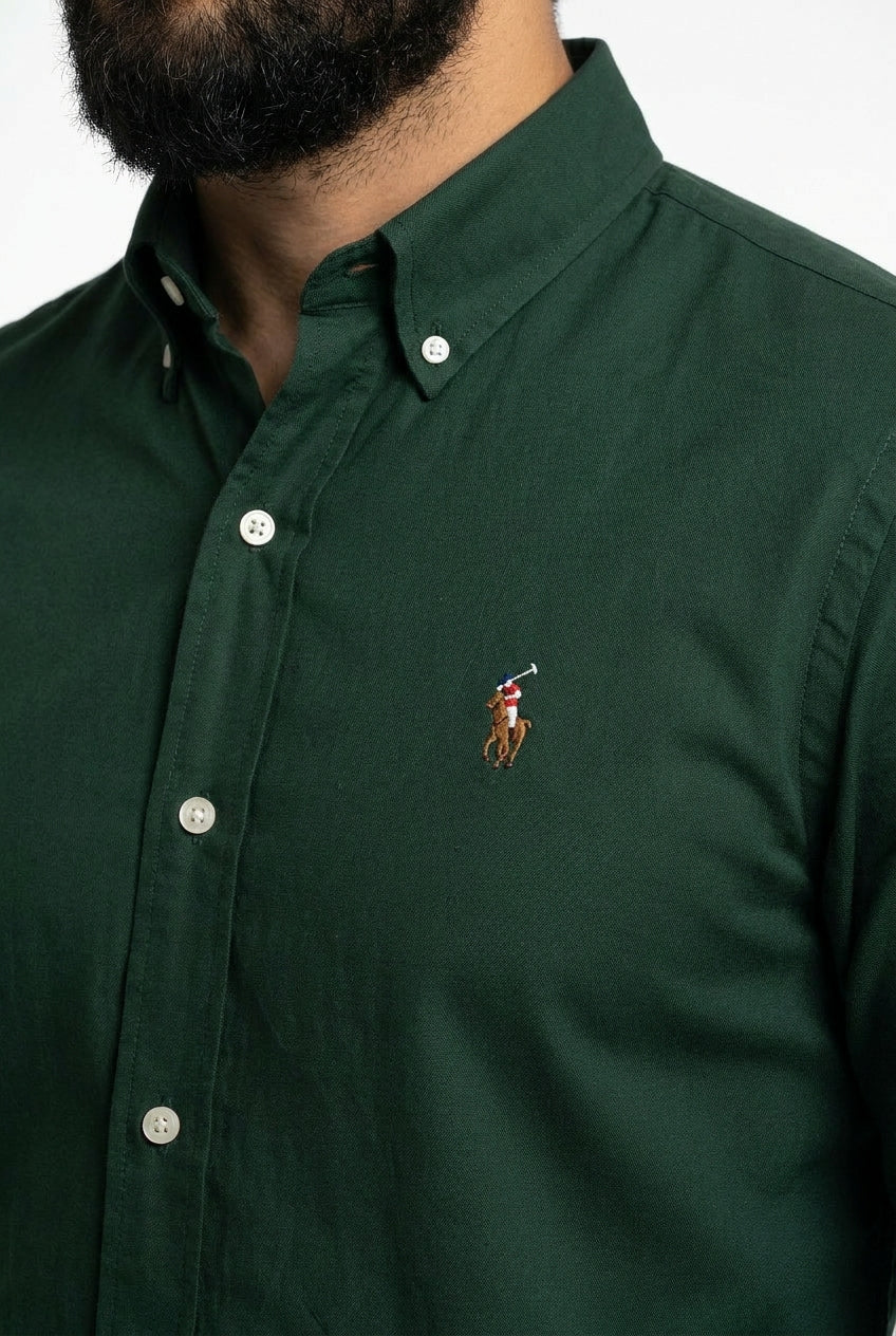 Camisa Social Lisa RL Manga Longa - Verde Musgo