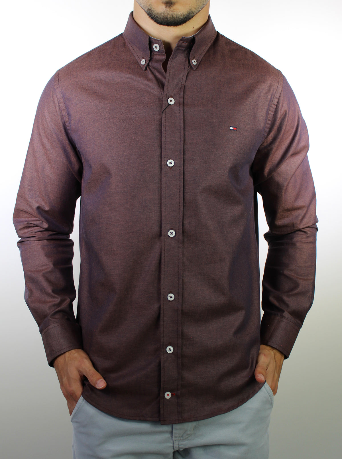 Camisa Social Lisa Manga Longa TH Classic  - Berinjela Mescla