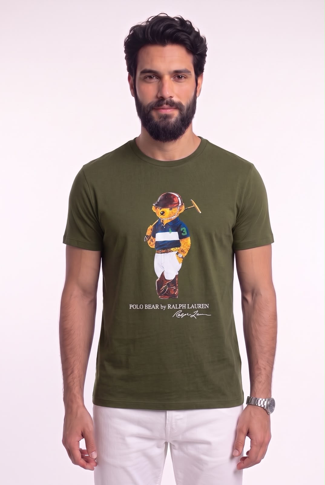 Camiseta RL Sport Icon Polo Rider Bear - Verde Musgo