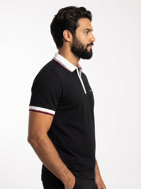Camisa Gola Polo TH Essence Striped Zip - Preta