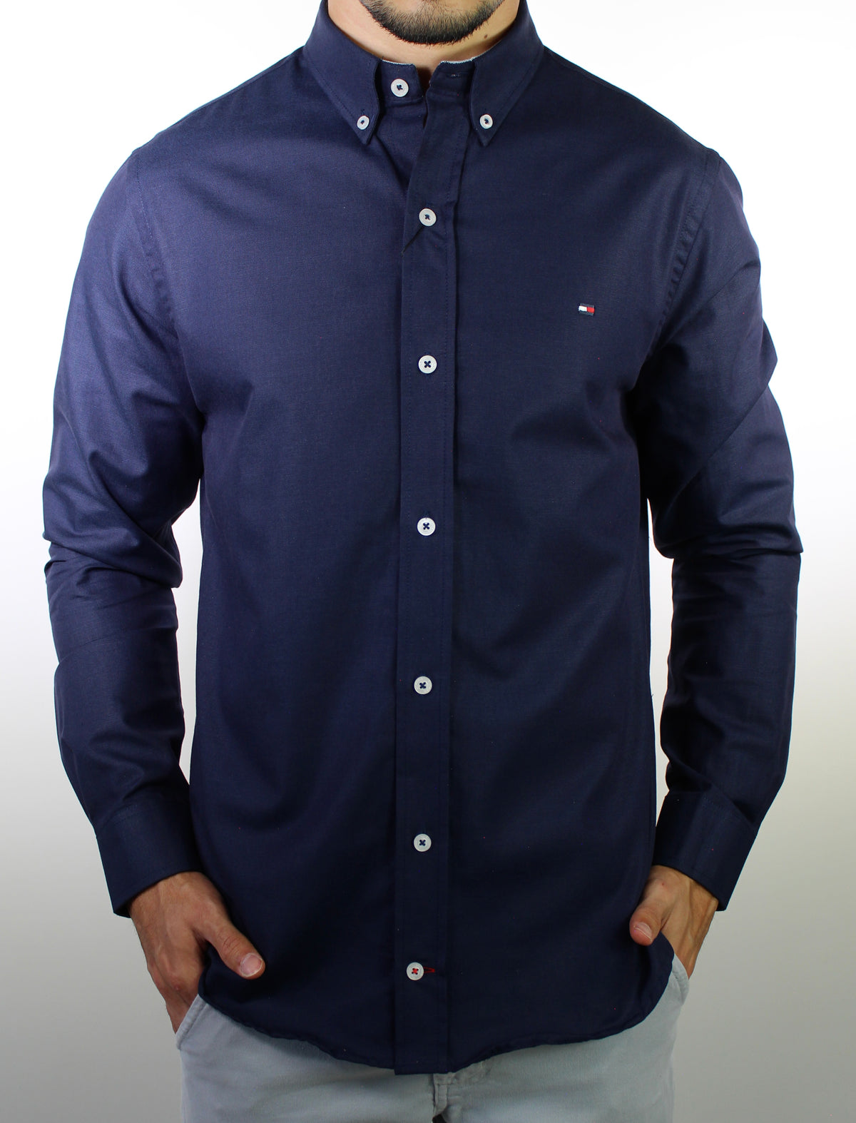 Camisa Social Lisa Manga Longa TH Classic  - Azul Marinho