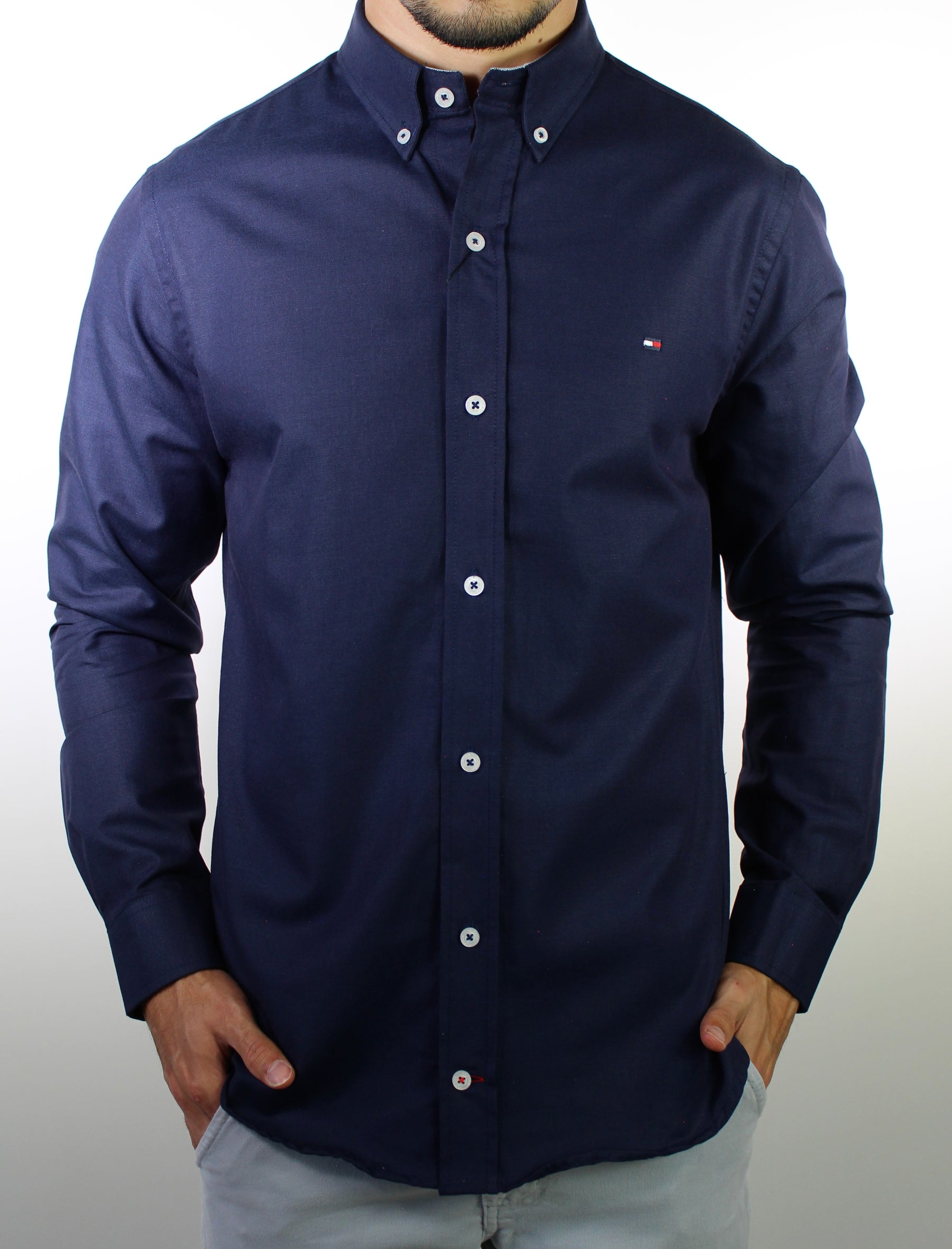 Camisa Social Lisa Manga Longa TH Classic  - Azul Marinho
