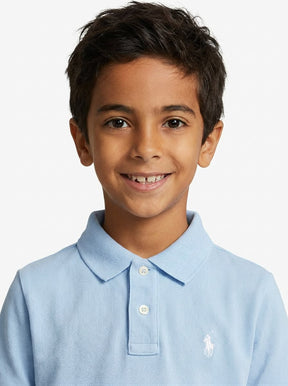 Camisa Gola Polo Infantil RL - Azul Bebê Small Pony Branco