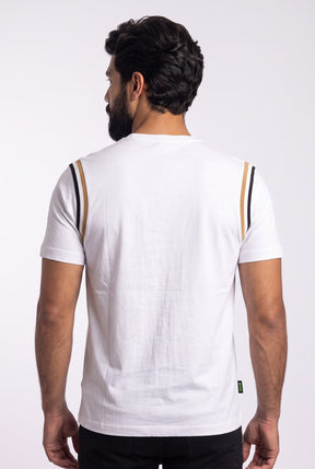 Camiseta Boss Contrast Dual Stripe - Off White