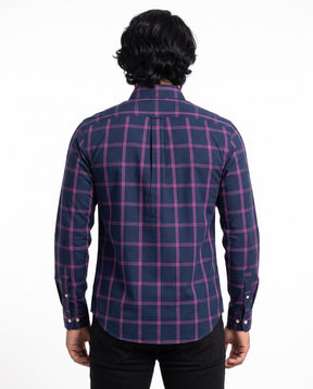 Camisa RL Manga Longa - Salisbury Grid Marinho Xadrez Rosa