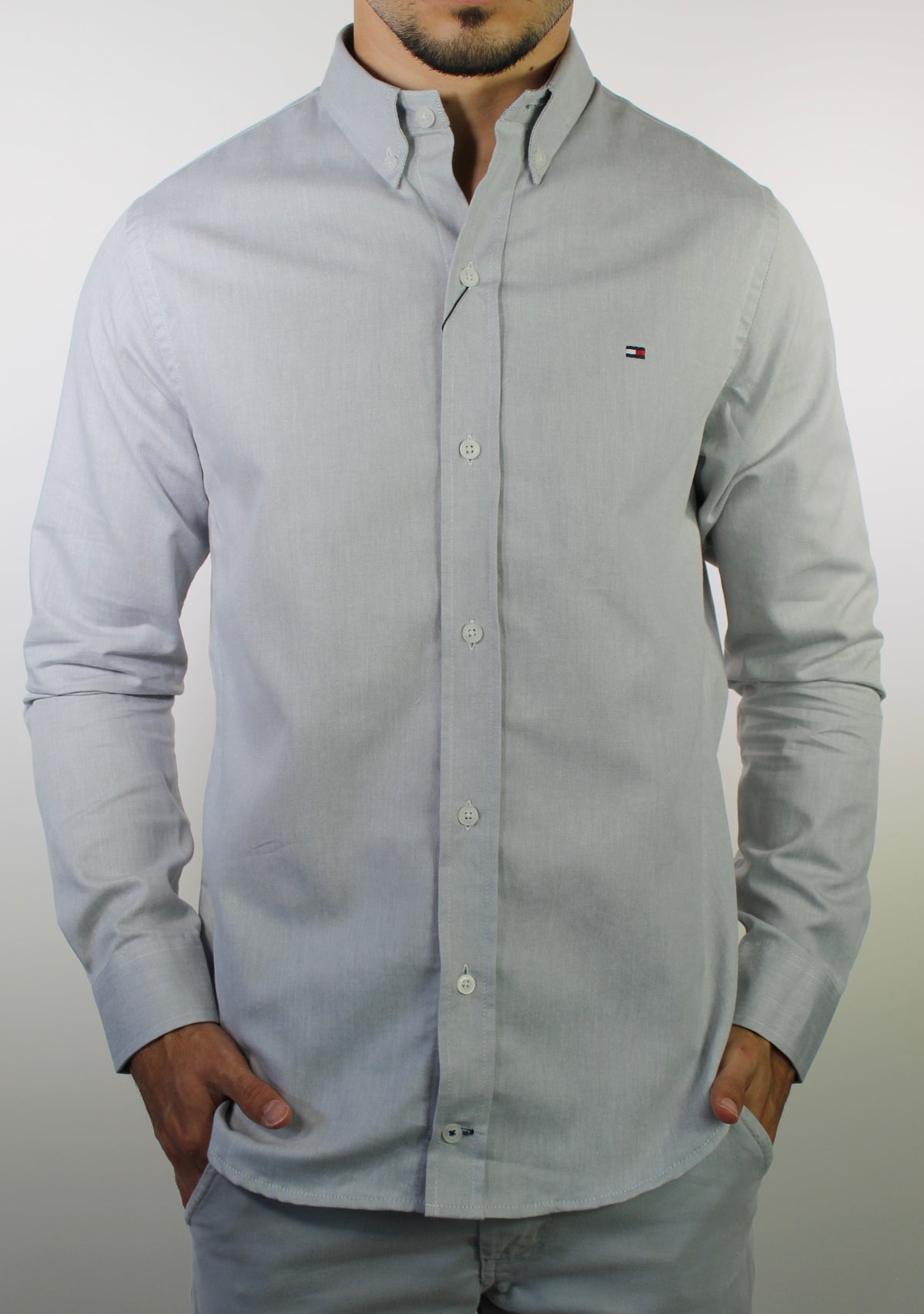 Camisa Social Lisa Manga Longa TH Classic  - Cinza Mescla