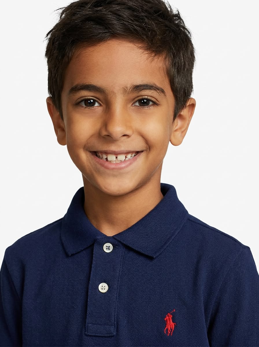 Camisa Gola Polo Infantil RL - Azul Marinho Small Pony Vermelho