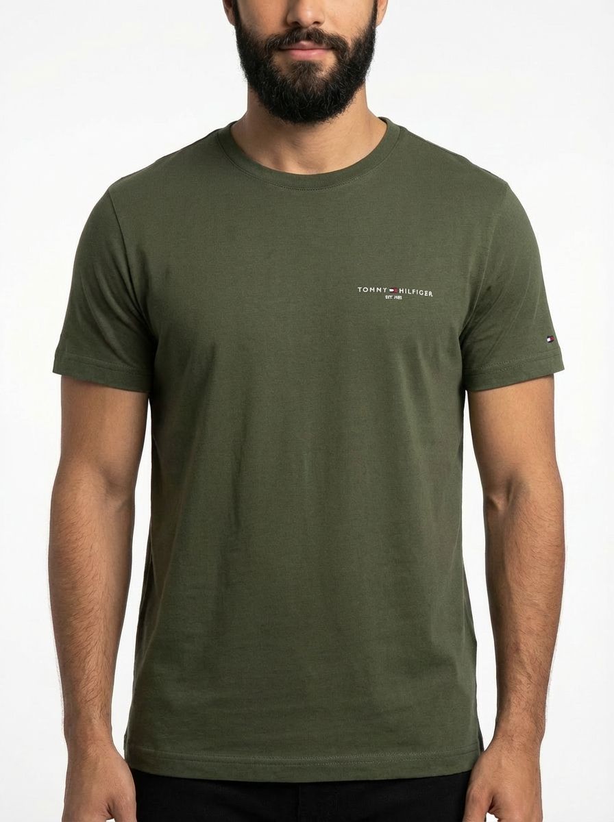 Camiseta TH Side Logo Flag Est. 1985 - Verde Musgo