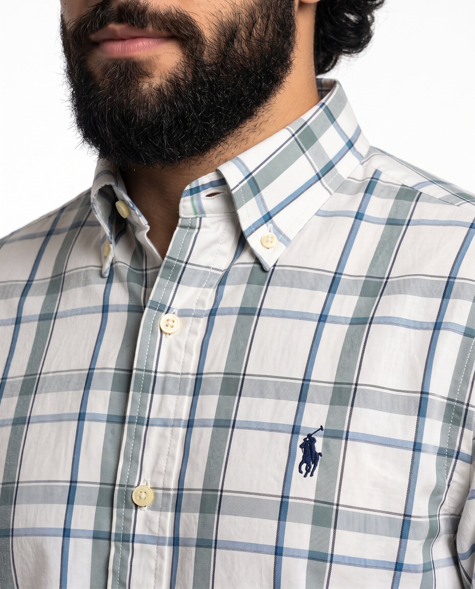 Camisa RL Manga Longa - Canterbury Check Xadrez Verde Oliva e Azul