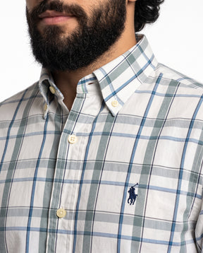 Camisa RL Manga Longa - Canterbury Check Xadrez Verde Oliva e Azul