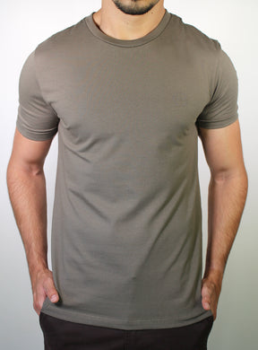 Camiseta AX Round Side Logo - Marrom Acinzentado