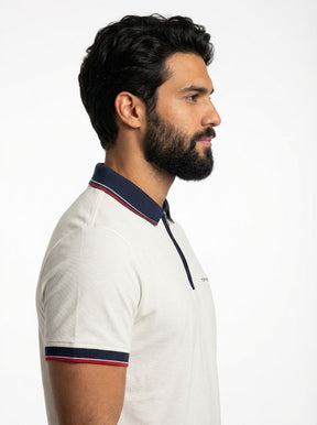 Camisa Gola Polo TH Essence Striped Zip - Branca