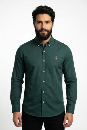 Camisa Social Lisa RL Manga Longa - Verde Floresta