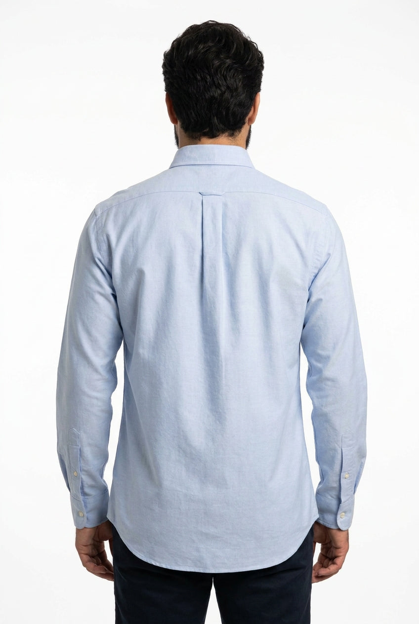 Camisa Social Lisa RL Manga Longa - Azul Bebê Mescla