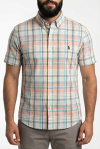 Camisa Social Manga Curta RL - Xadrez Grid Pastel