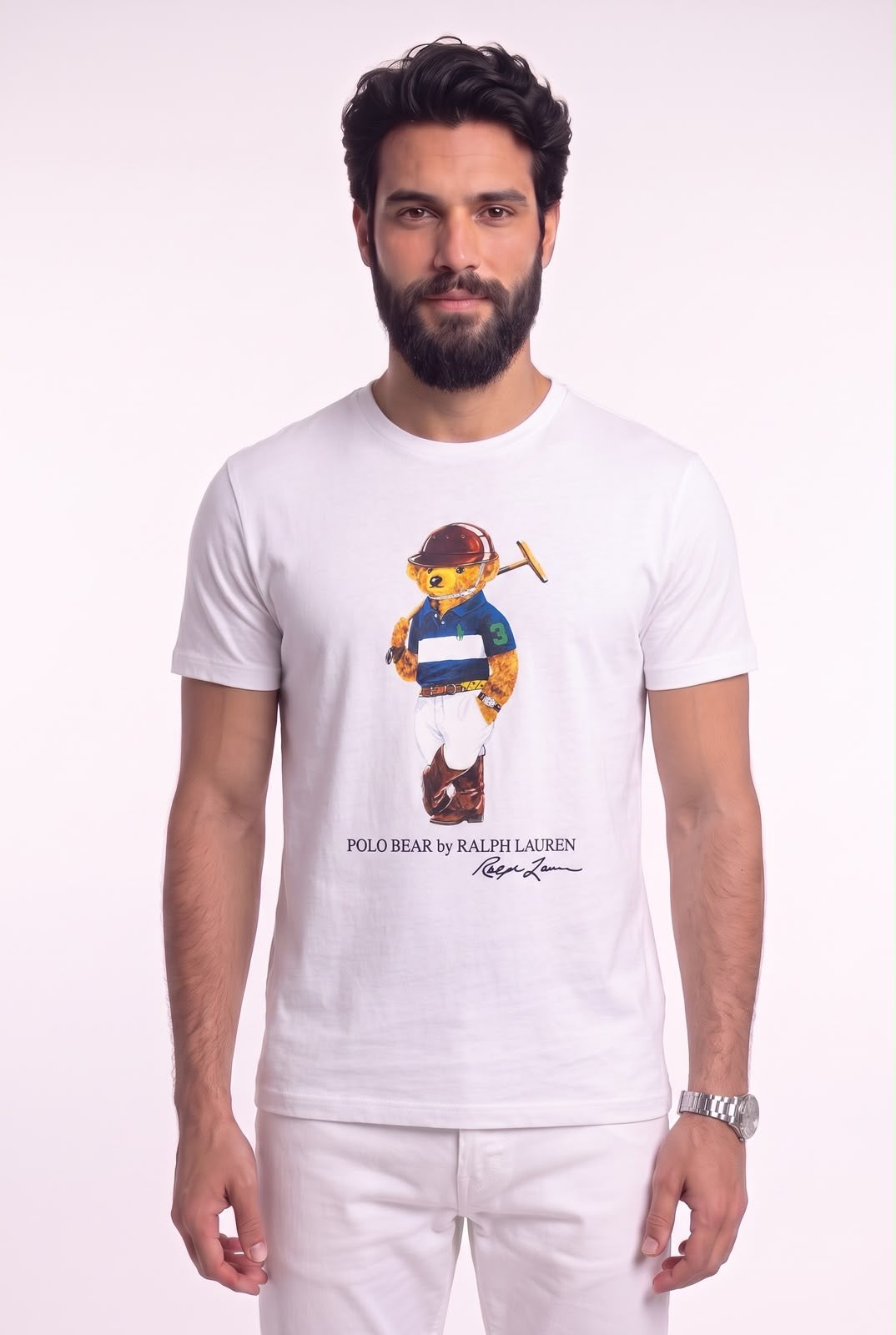 Camiseta RL Sport Icon Polo Rider Bear - Off White