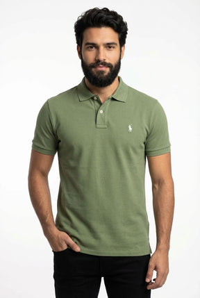 Camisa Gola Polo RL - Verde Musgo Small Pony Bege