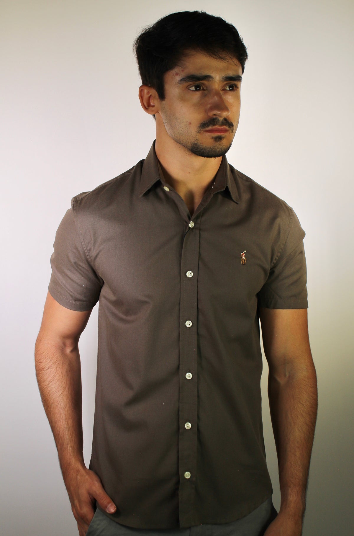 Camisa Social Manga Curta RL - Marrom