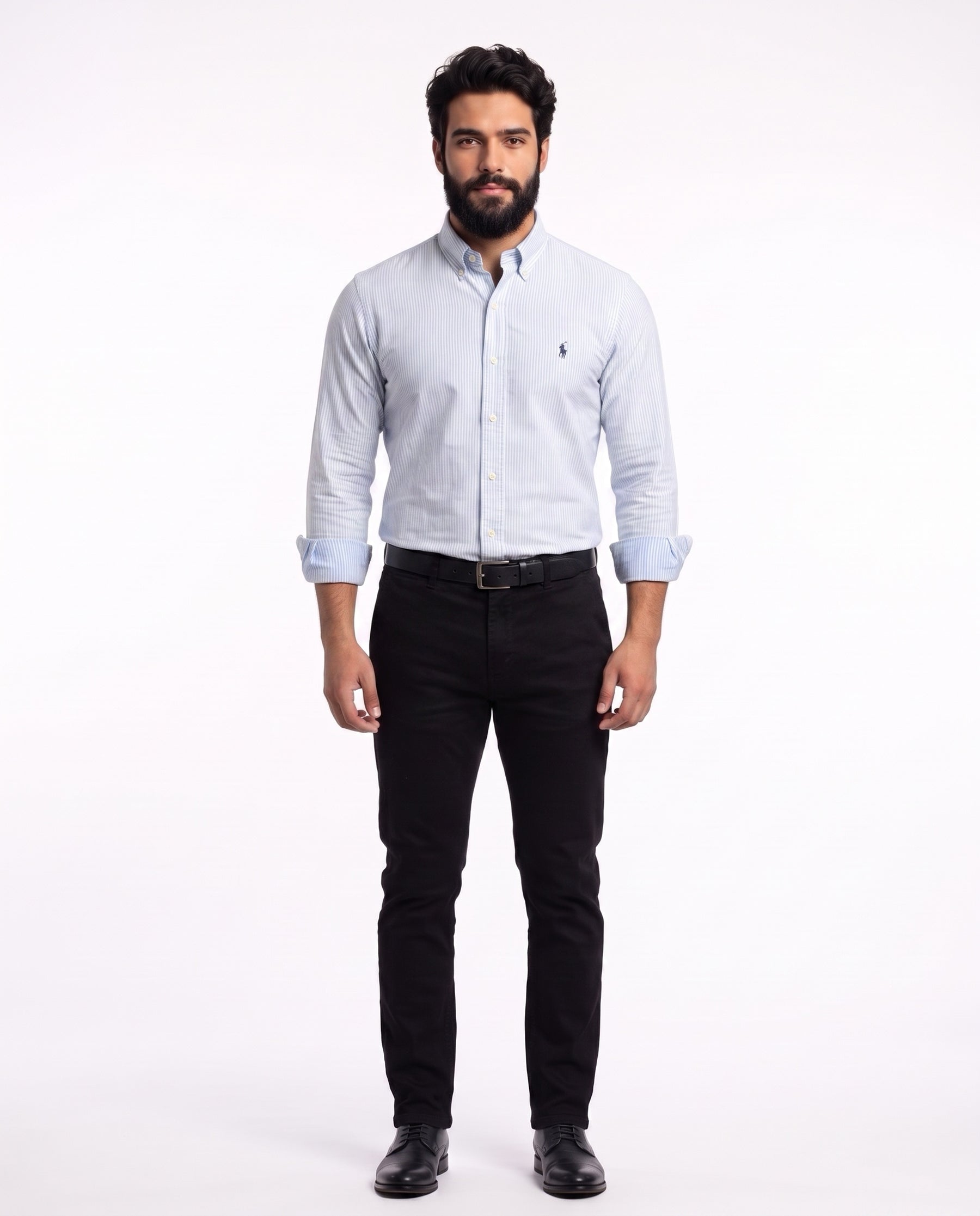 Camisa RL Manga Longa - Harrogate Streak Listrada Azul