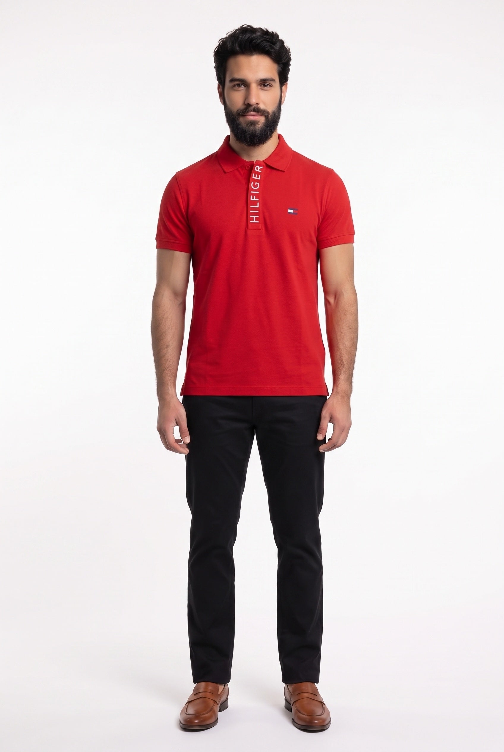 Camisa Gola Polo TH Statement Line - Vermelha