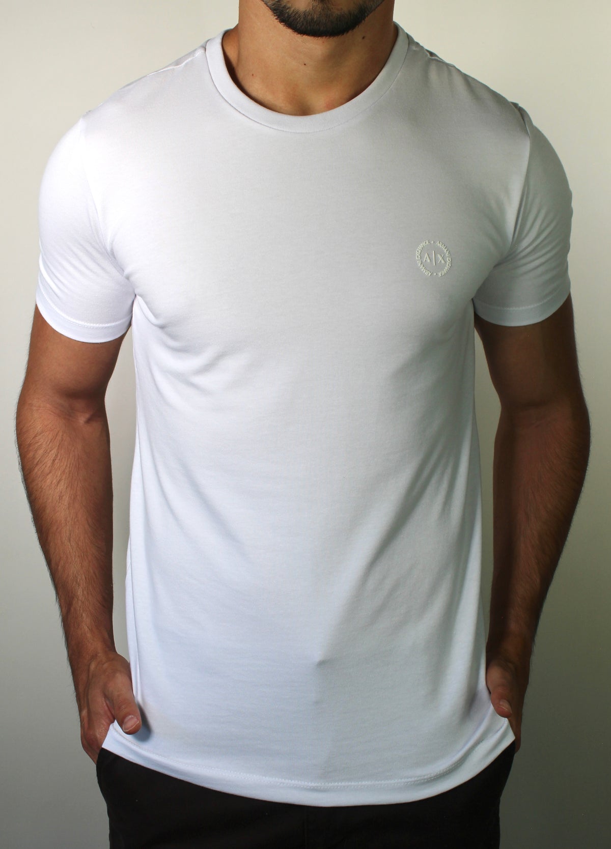 Camiseta AX Round Side Logo - Branca