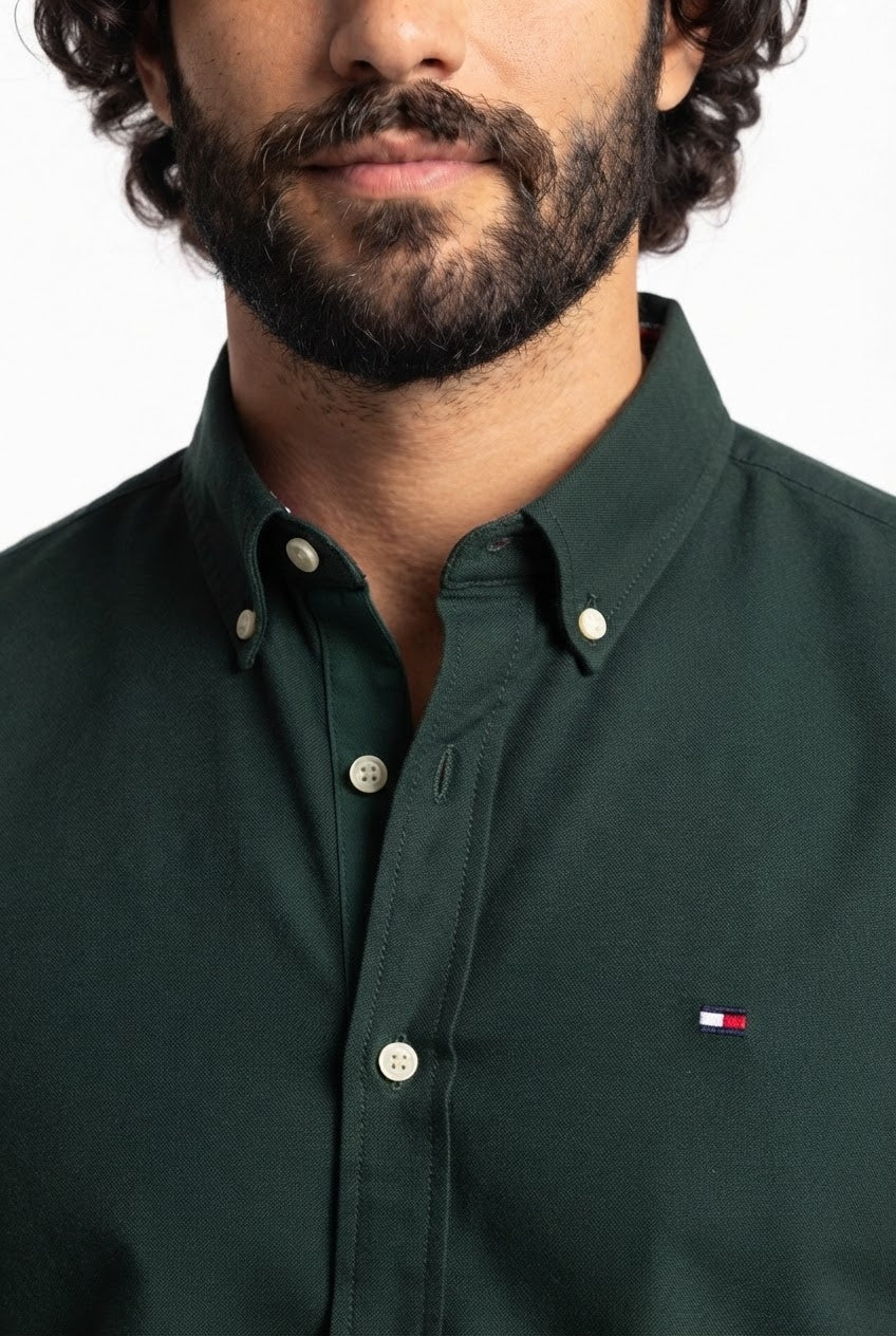 Camisa Social Lisa Manga Longa TH Classic  - Verde Floresta
