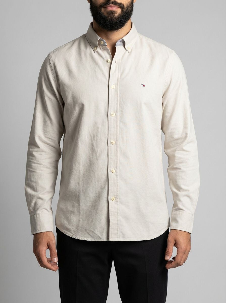 Camisa Social Lisa Manga Longa TH Classic  - Areia