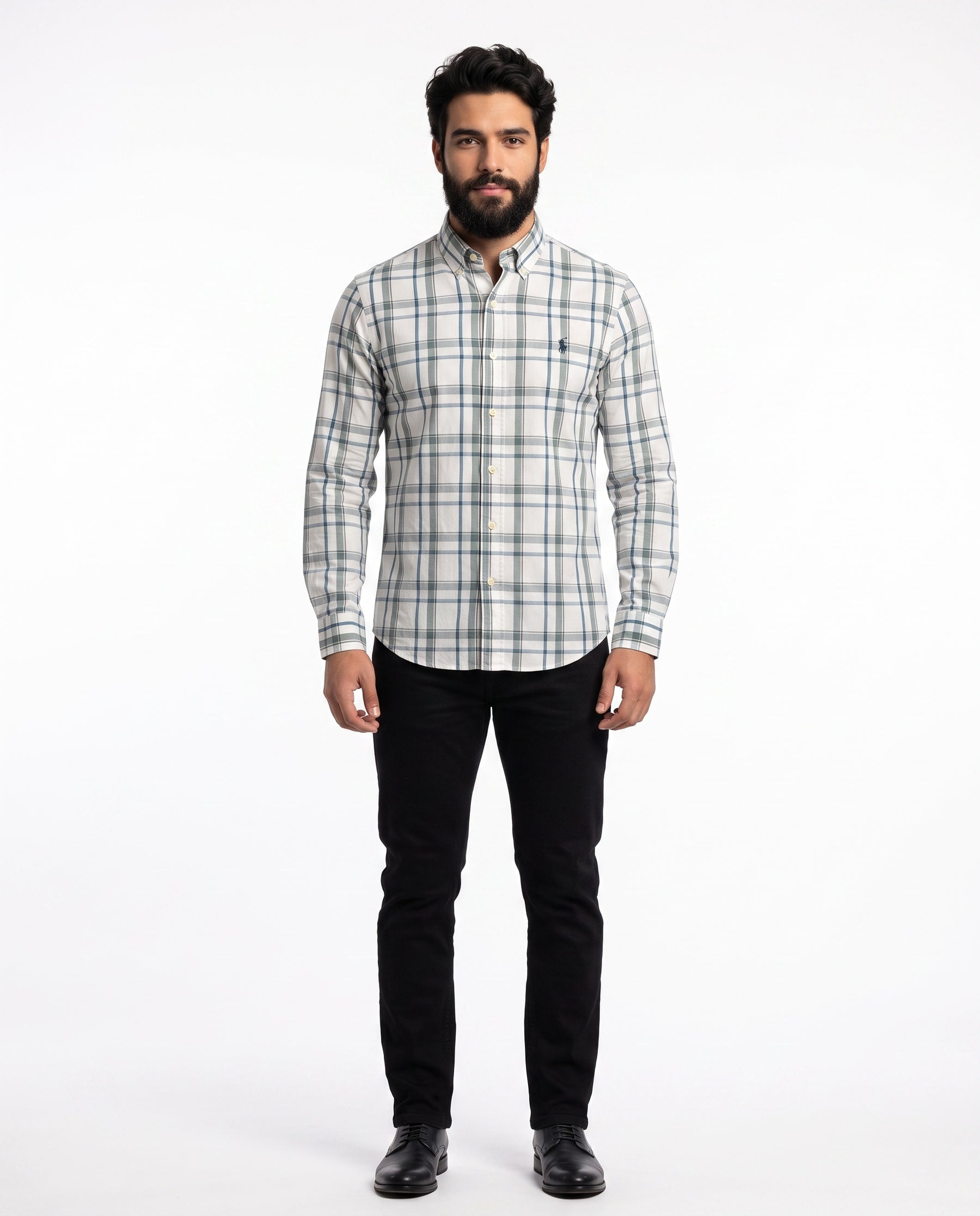Camisa RL Manga Longa - Canterbury Check Xadrez Verde Oliva e Azul