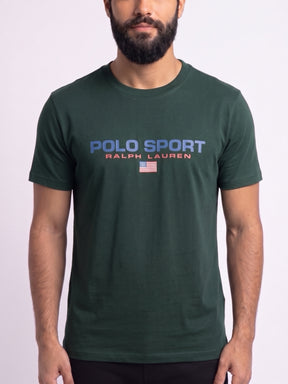 Camiseta RL Polo Sport USA Flag - Verde Musgo