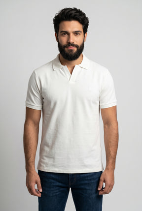 Camisa Gola Polo RL Monochrome V-Neck - Off Whiteo
