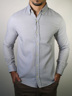 Camisa Social Linho RL Manga Longa Monochrome - Cinza
