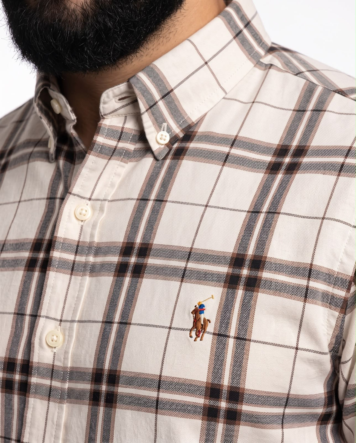 Camisa Manga Curta RL - Nottingham Check Xadrez Marrom
