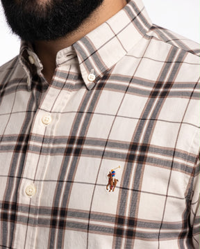 Camisa Manga Curta RL - Nottingham Check Xadrez Marrom