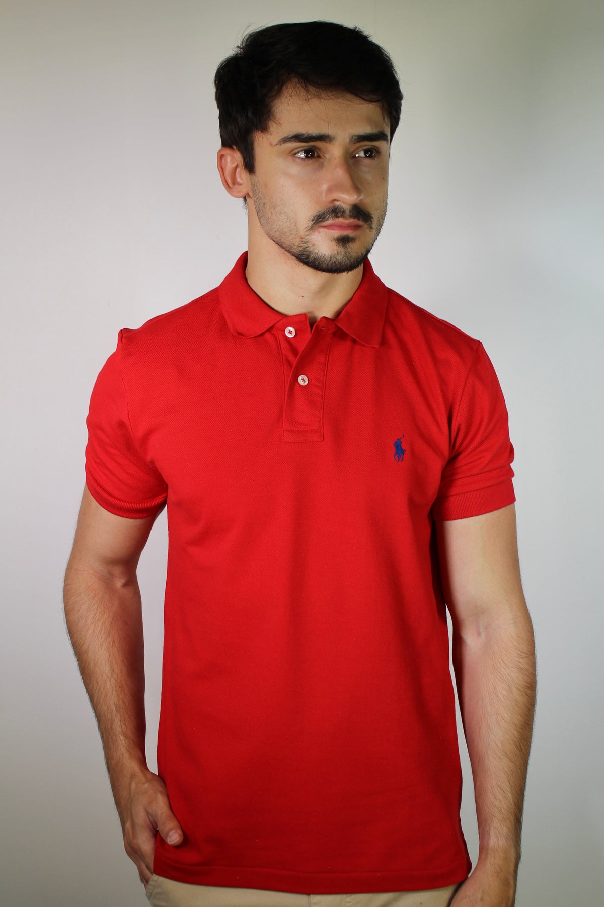 Camisa Gola Polo RL - Vermelha Small Pony Azul Royal