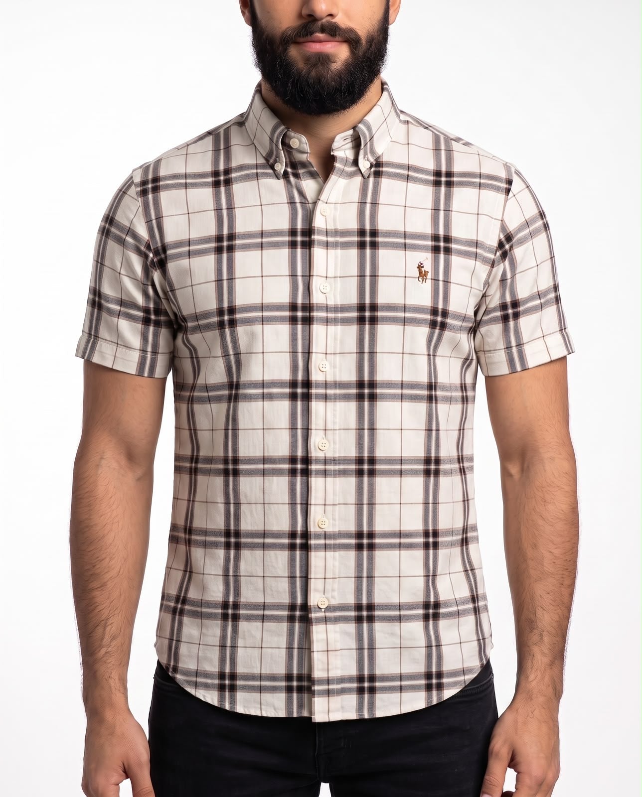Camisa Manga Curta RL - Nottingham Check Xadrez Marrom