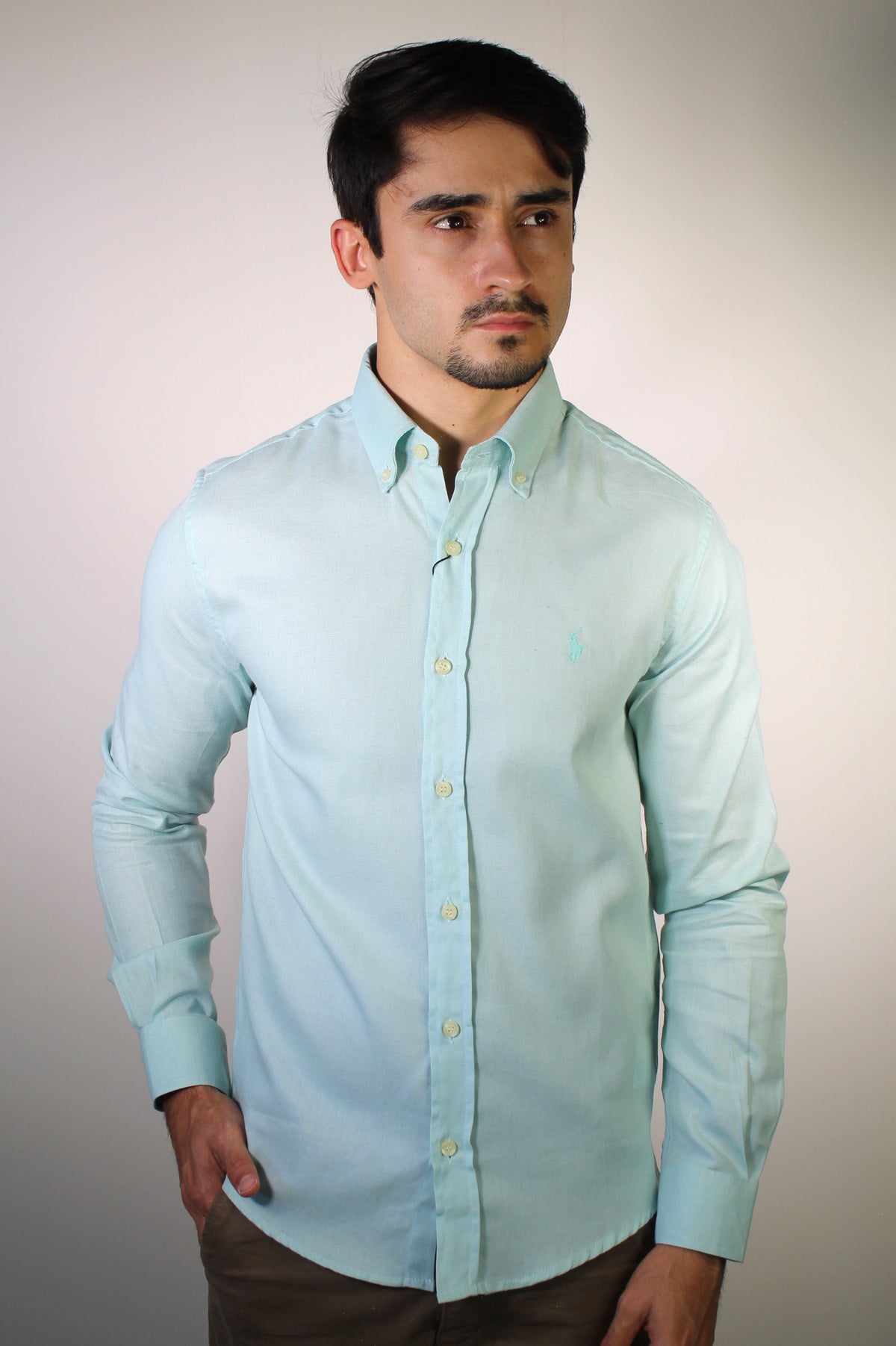 Camisa Social Linho RL Manga Longa Monochrome - Verde Água