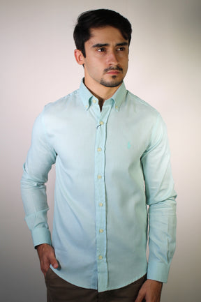 Camisa Social Linho RL Manga Longa Monochrome - Verde Água