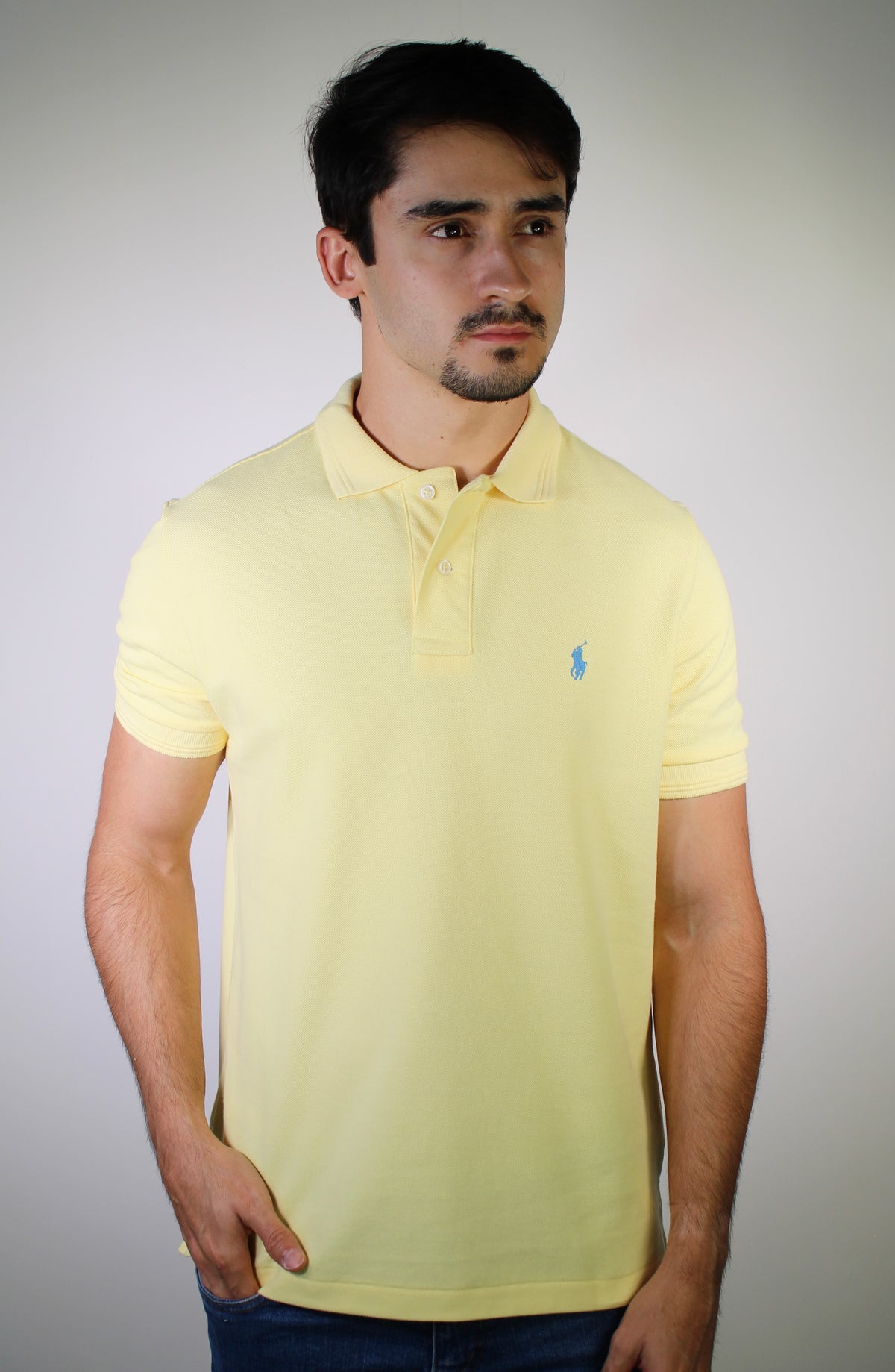 Camisa Gola Polo RL - Amarela Small Pony Azul
