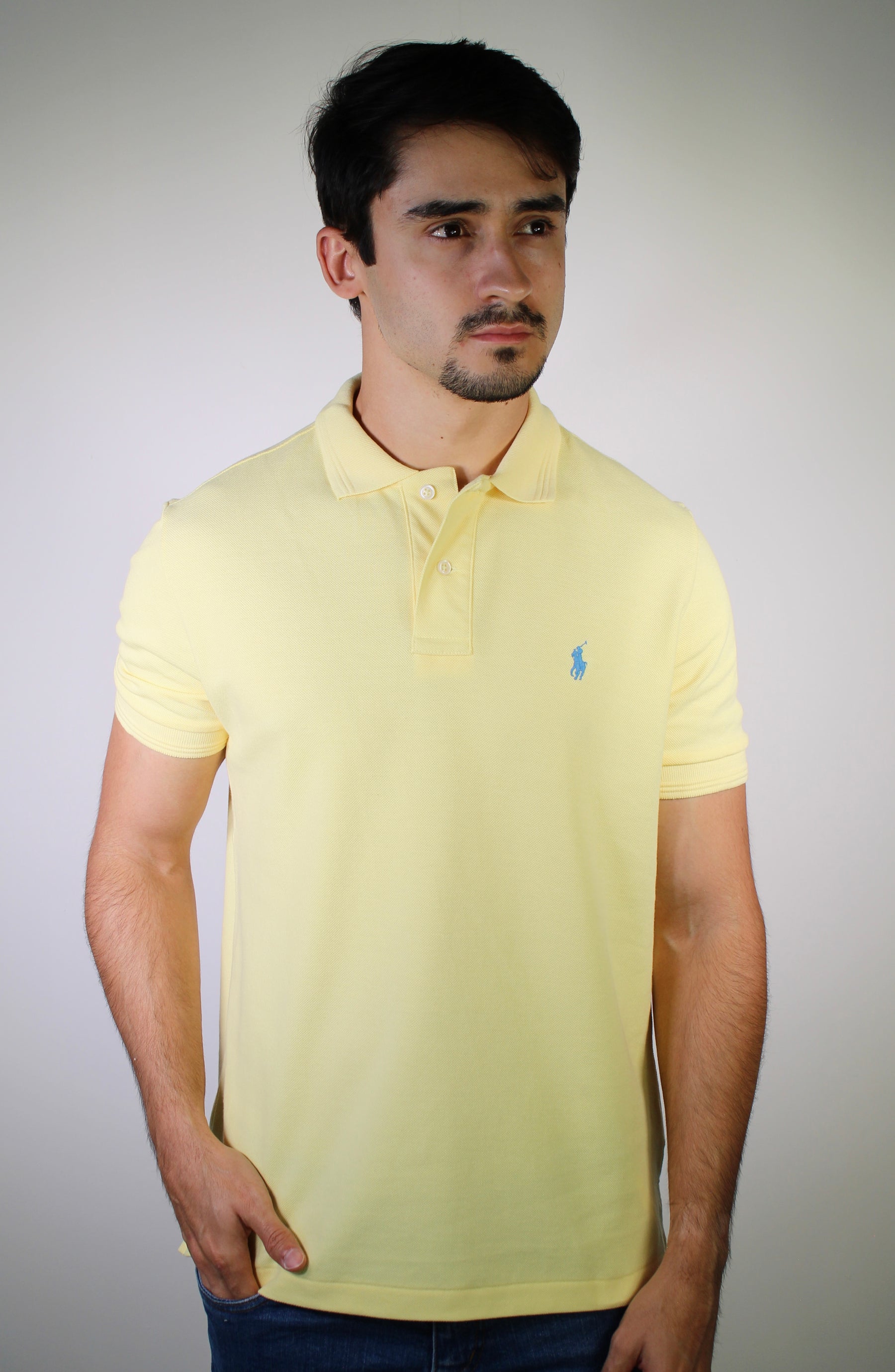 Camisa Gola Polo RL - Amarela Small Pony Azul
