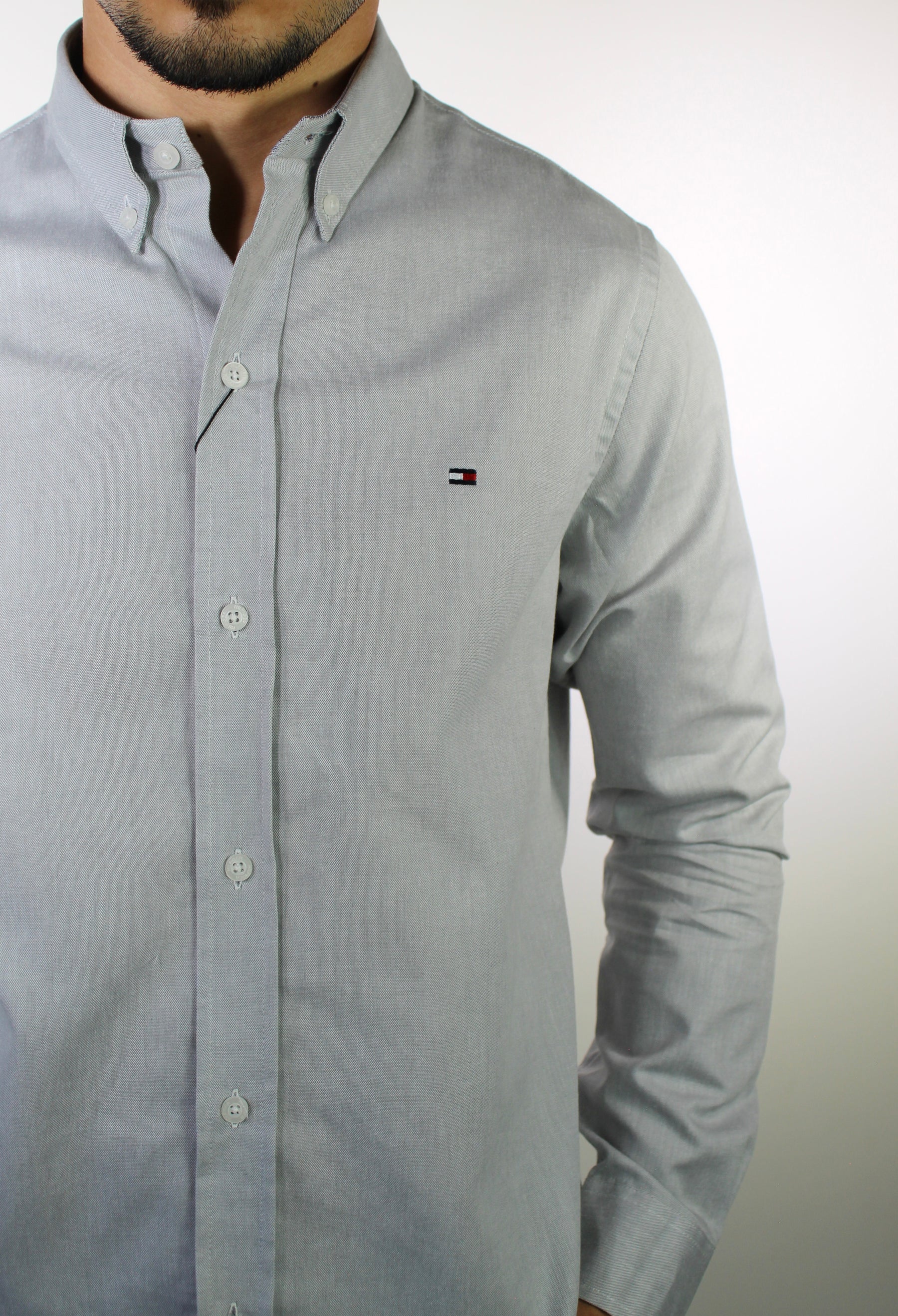 Camisa Social Lisa Manga Longa TH Classic  - Cinza Mescla